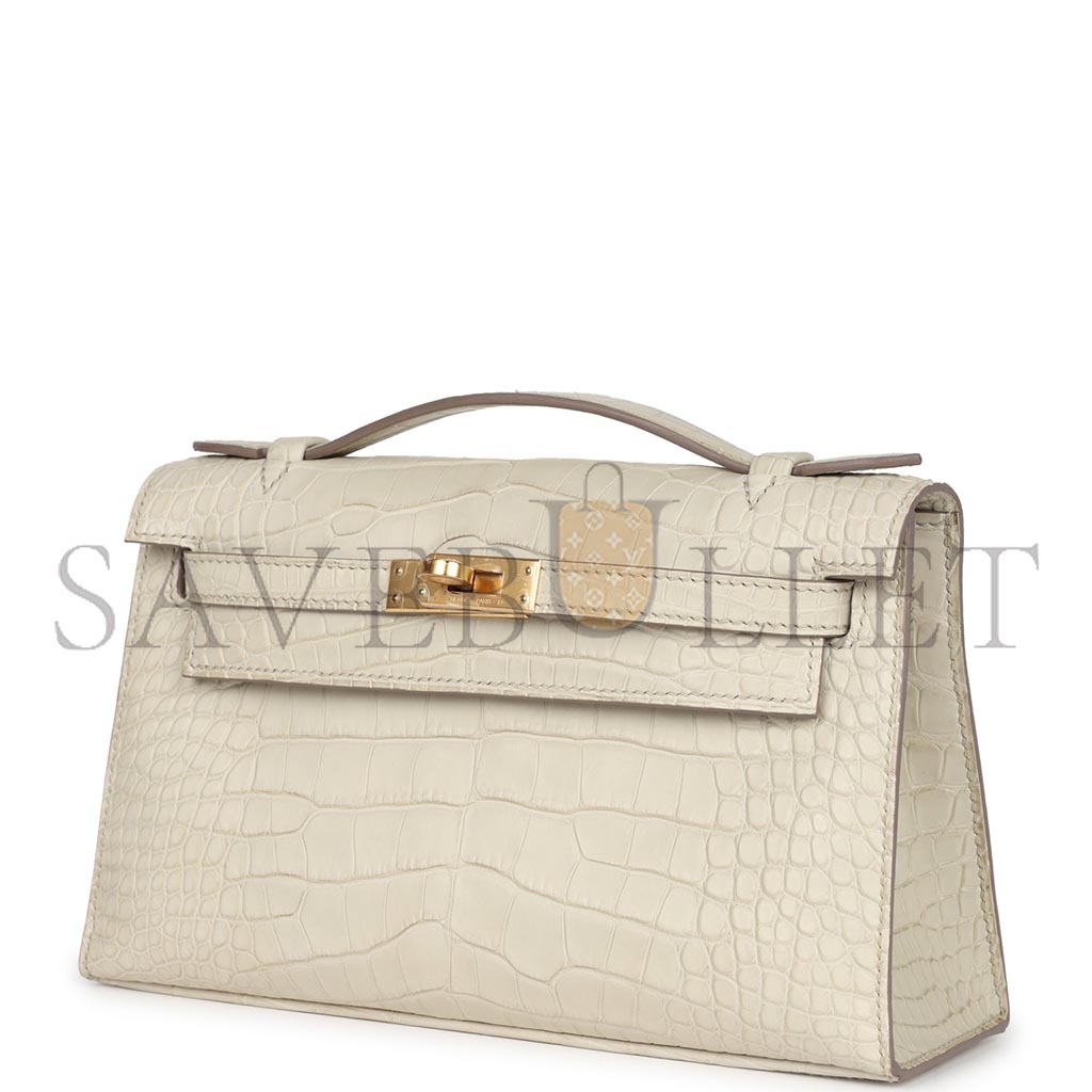 H**mes master kelly pochette beton matte alligator gold hardware (22*14*7cm)